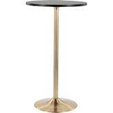 Pebble 23" Adjustable Dining to Bar Table in Black Wood & Gold Metal
